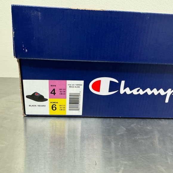 Champion Mega Slide Sandals, Black, Women's Size 6 - Picture 2 of 6